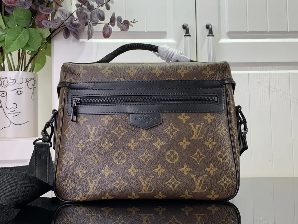 View 3 of Structured Monogram Luxe Messenger Bag â€” Modern, Durable, Signature