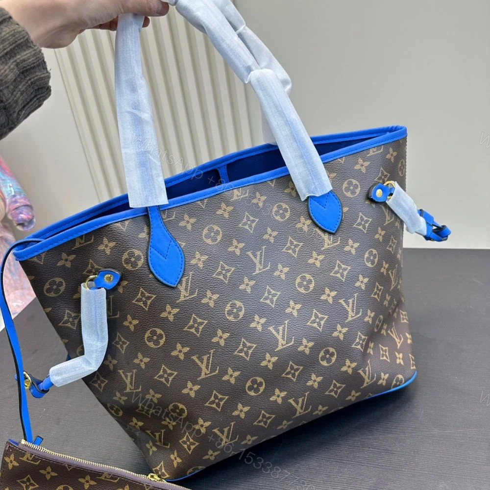 View 3 of Louis Vuitton Neverfull MM Bag Ikat Flower Monogram Granblue Blue 33Cm M40938