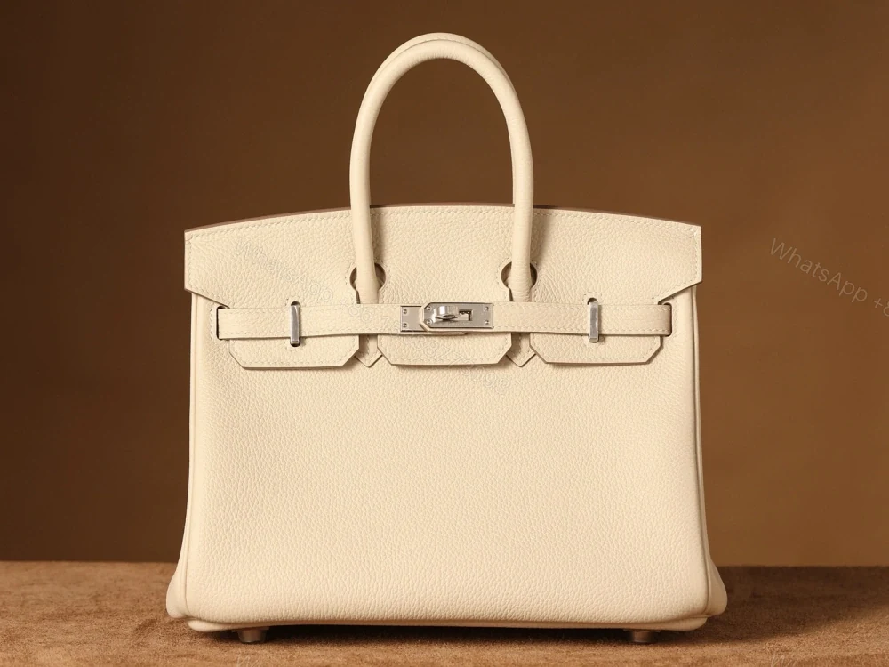 高仿HermesBirkin25柏金包獨家渠道奶昔白銀扣 — view 1