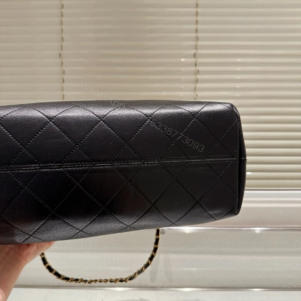 View 5 of Chanel Shopping Bag Shiny And Gold Tone Metal Beige Black 36Cm AS5657 B20827 U1536
