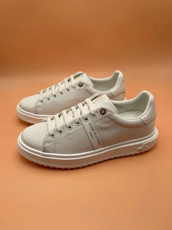 View 2 of Beige Canvas Luxe Sneakers: Subtle LV-Inspired Comfort