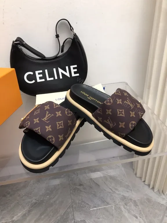 View 4 of Bold Monogram Slides: Luxury Comfort & LV-Inspired Detailing