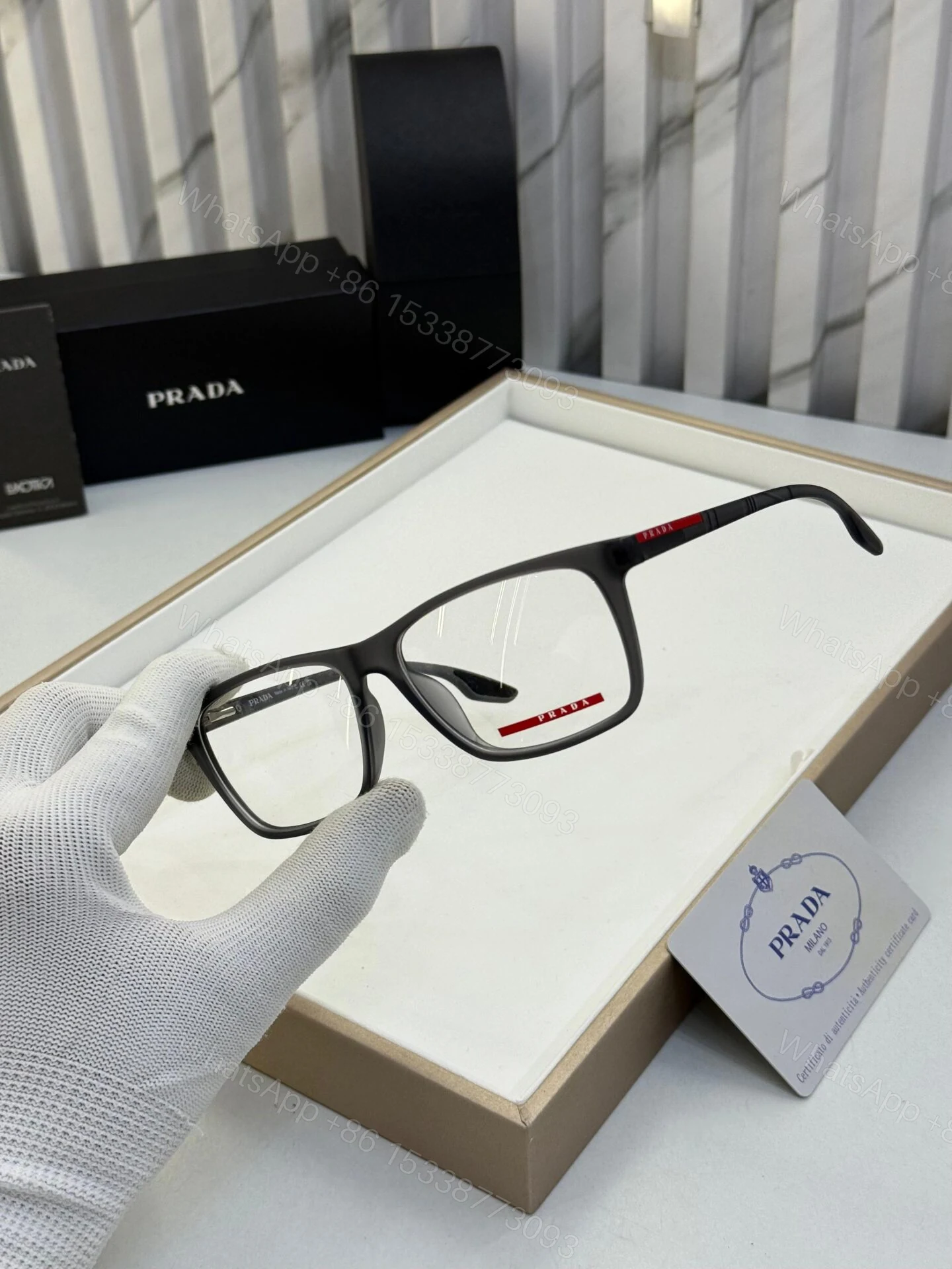 View 2 of Prada Rectangle Grey Optical Frame