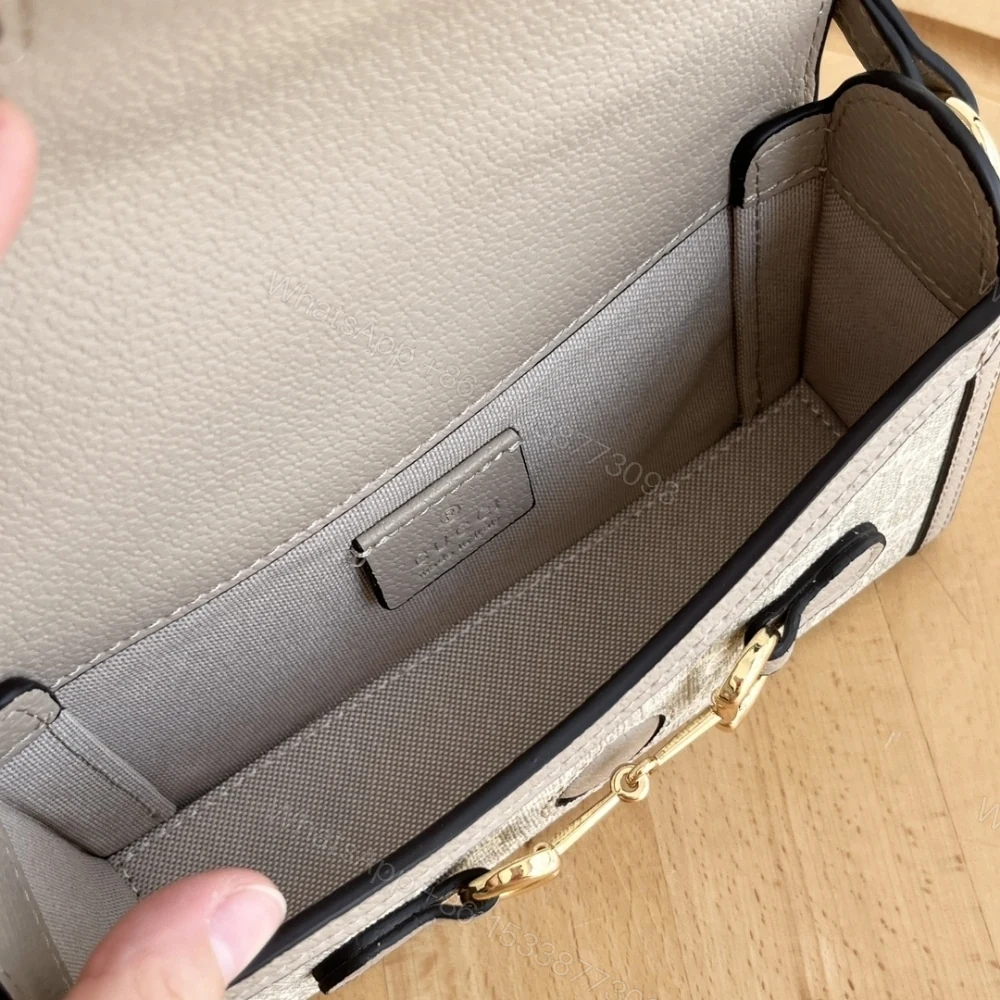 View 9 of Gucci Horsebit 1955 Mini Bag‎ Beige And White GG Supreme 18Cm ‎699296 UULBG 9683