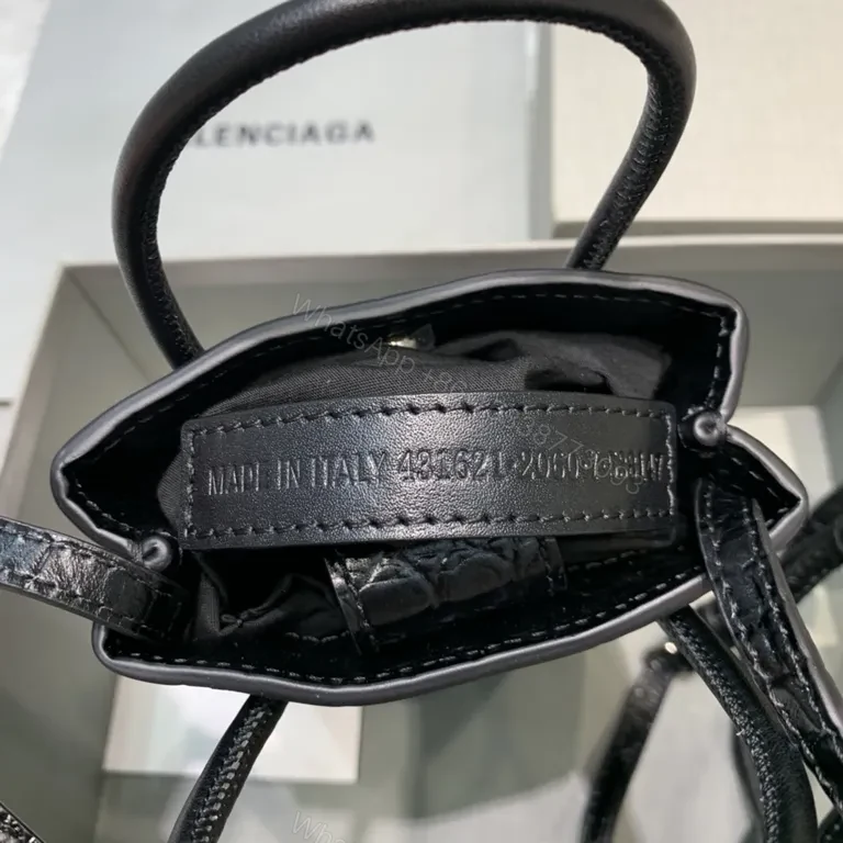 View 3 of Balenciaga Crocodile-Texture Structured Carry Bag
