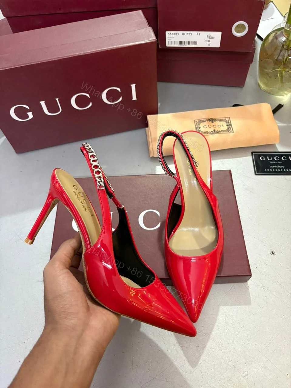 View 5 of FIRST COPY Gucci Women's Signoria Embellished Slingback Pumps