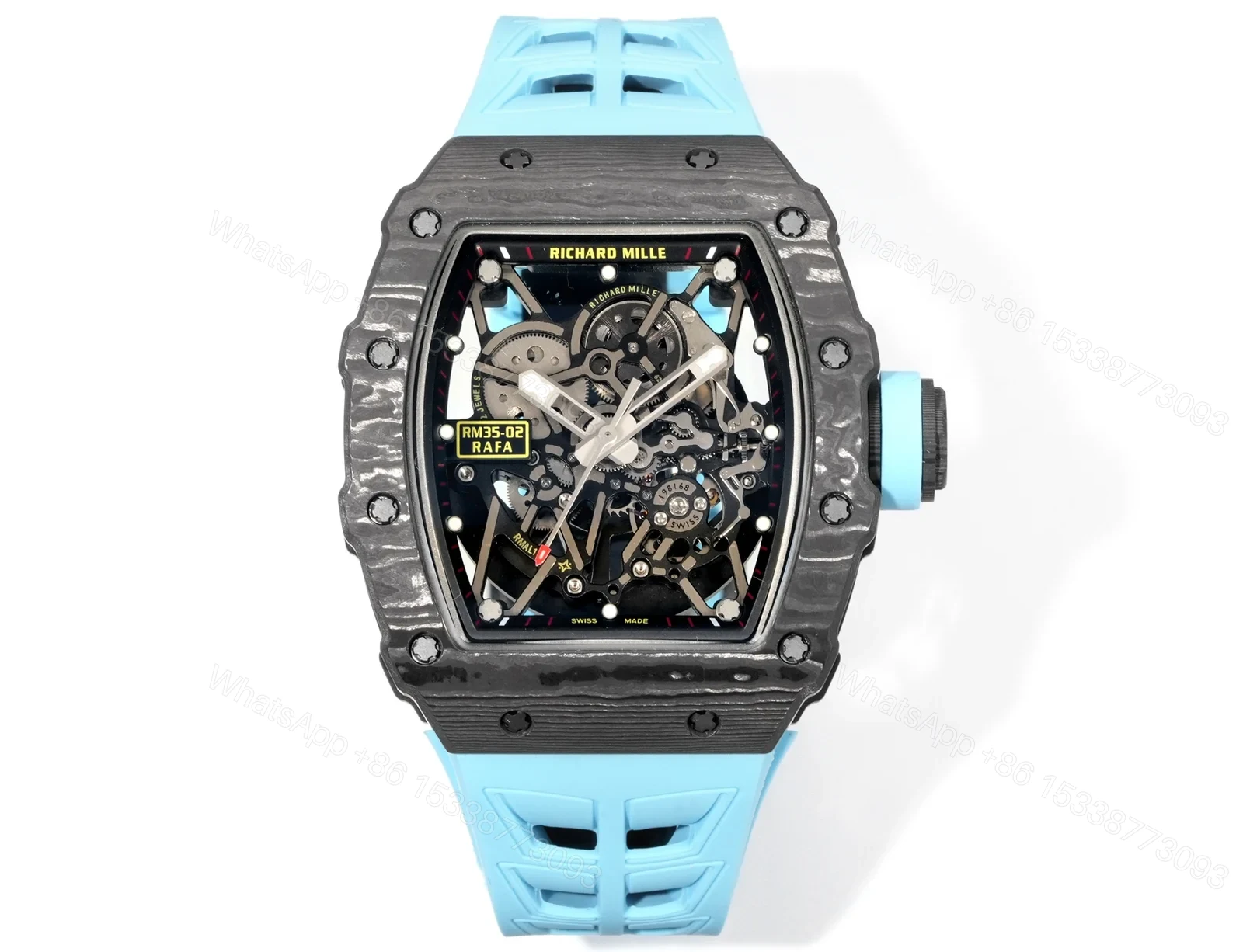 Richard Mille RM35-02 Rafael Nadal Automatic Skeleton Watch NTPT Carbon Fiber Blue Strap Black Red Track Dial RMAL1 Movement Premium Edition RM35-02-RN-BLU-NT55 — view 1