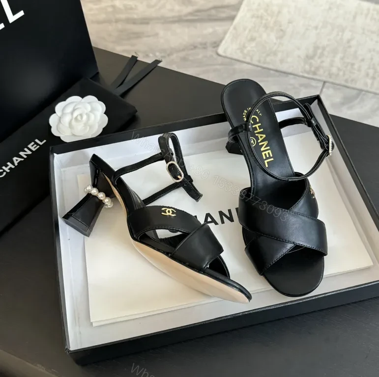 View 6 of Chanel-Inspired Black Leather Sandals: Modern Glam, Everyday Versatility