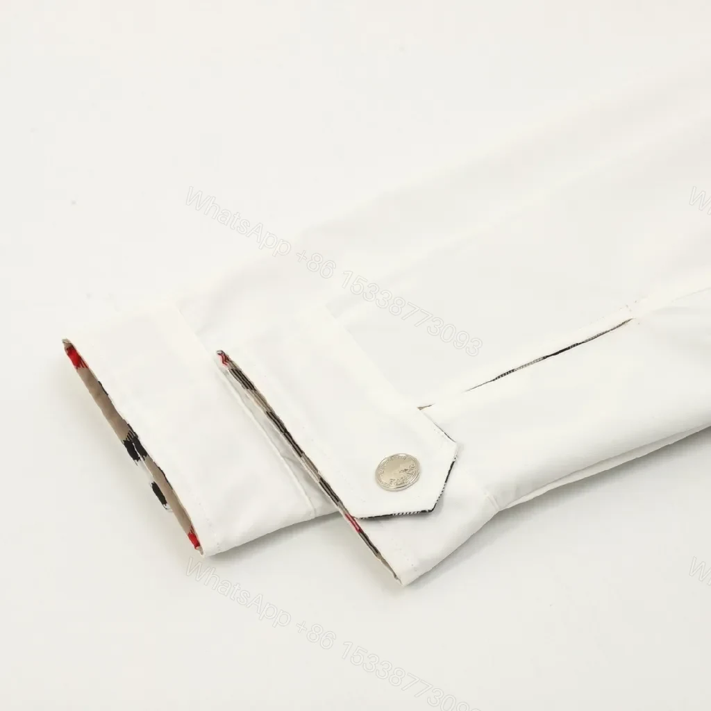 View 5 of Ivory Windbreaker: Minimalist Shell, Check Collar, Versatile Style