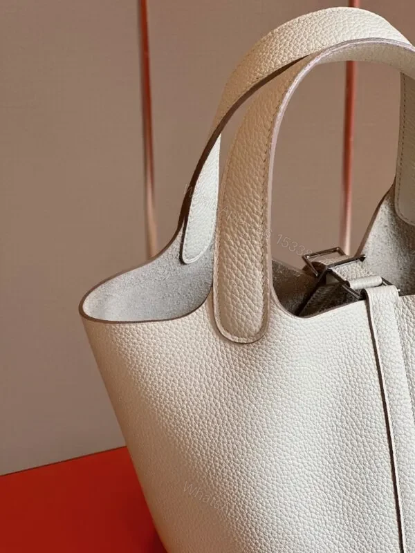 View 4 of HN 18 White Togo Leather Sliver Hardware