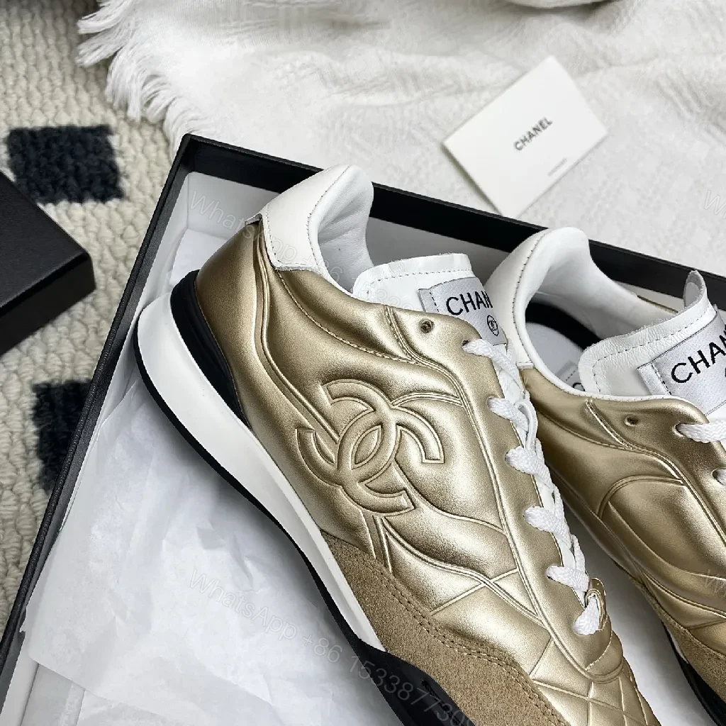 View 8 of Gold Quilted Metallic Sneaker | Luxe Texture, Everyday Comfort