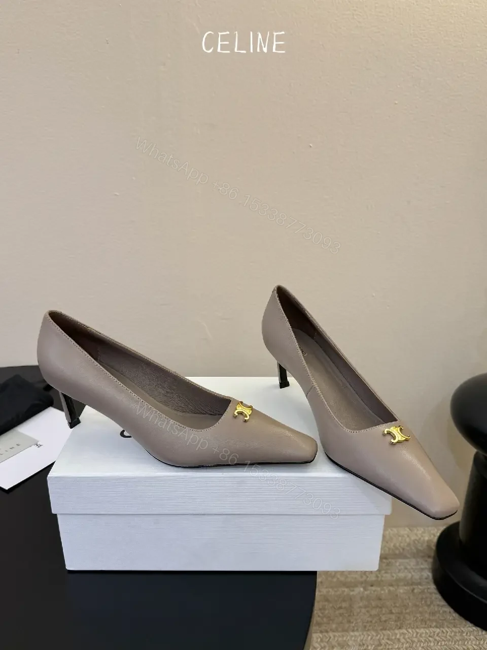 View 6 of Nude Leather Pumps with Gold Hardware – Refined Everyday Style