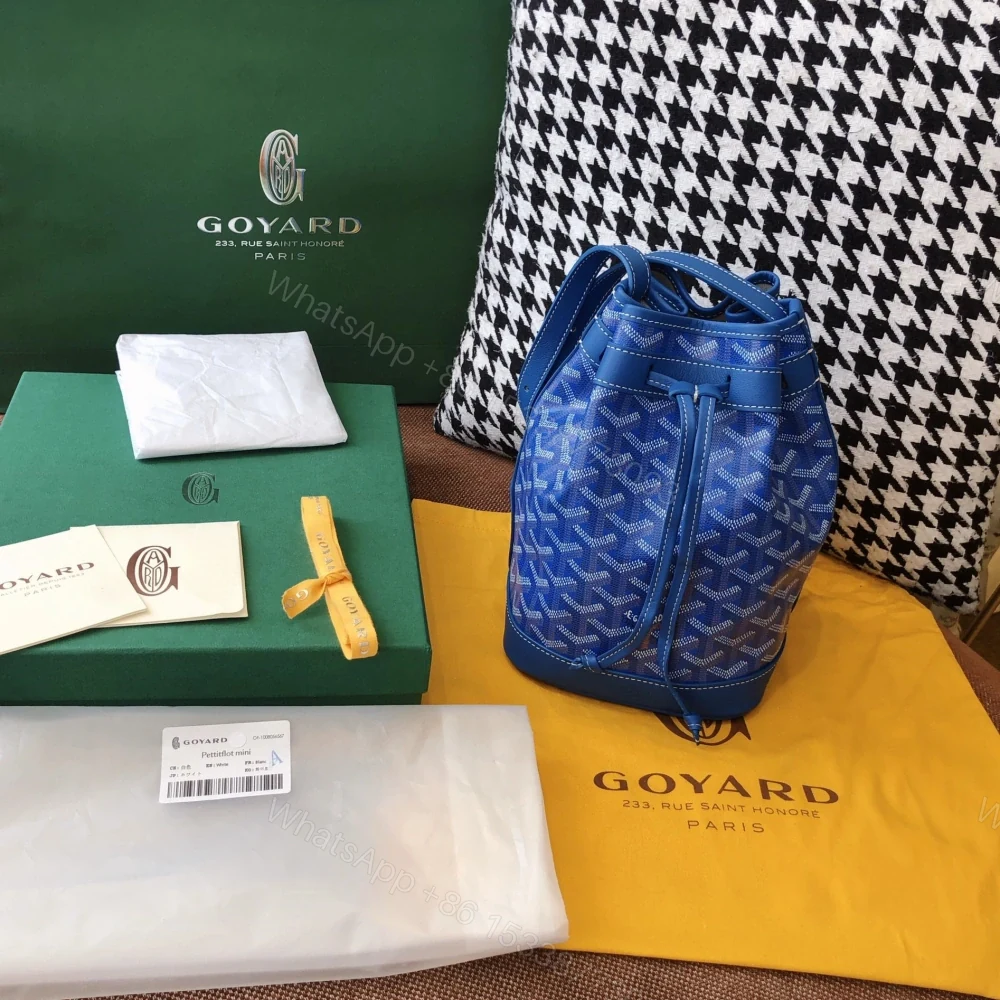 高仿Goyard*PEFLOT3抽繩水桶包藍色免檢版 — view 1