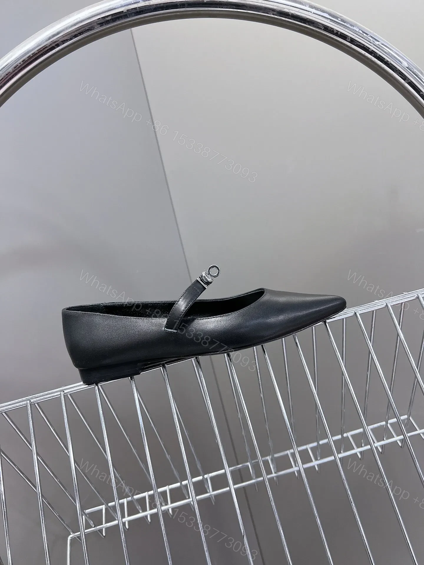 View 6 of Hermes Women Black Leather Pointed Toe Flats