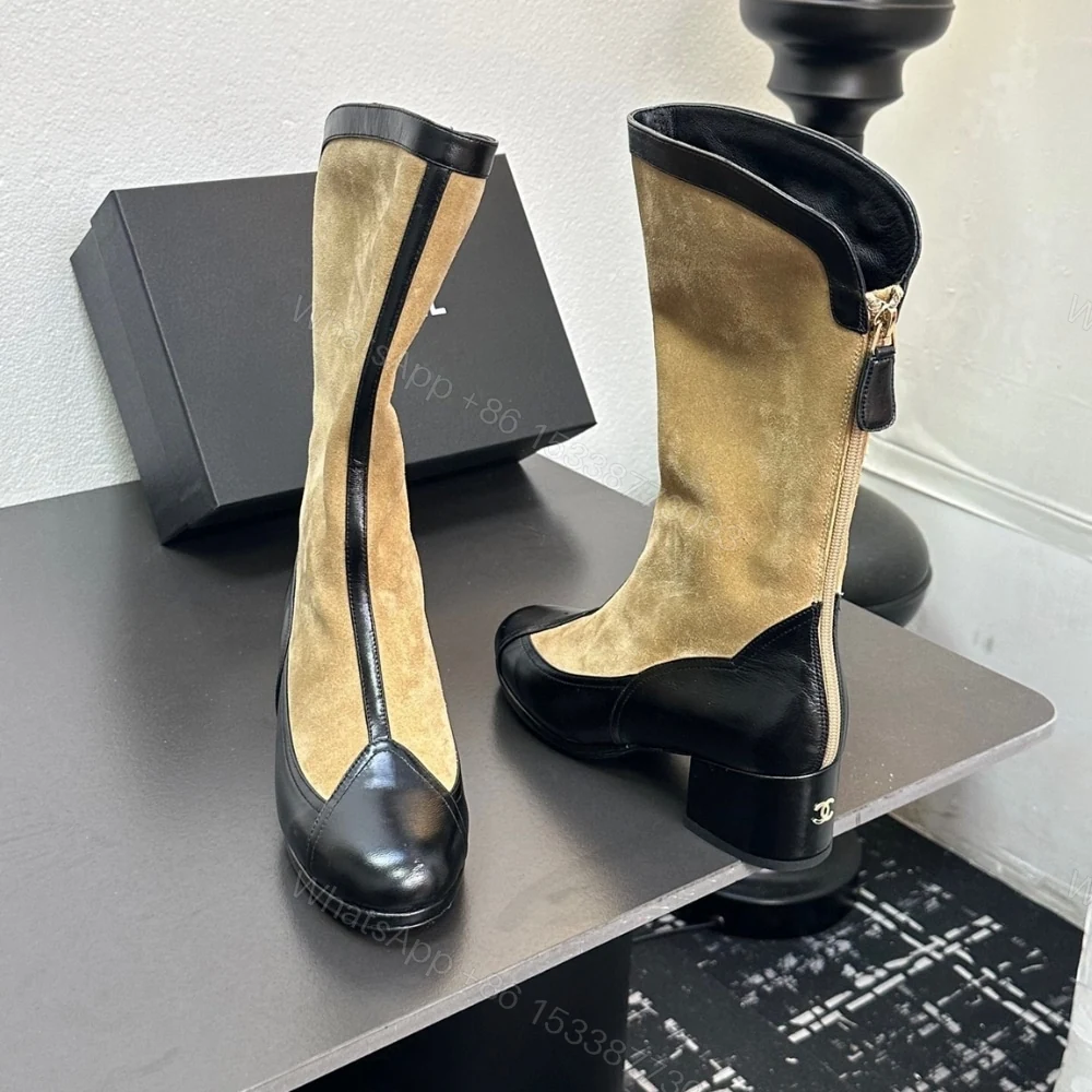 View 6 of CHANEL MÉTIERS DART HIGH BOOTS BEIGE AND BLACK G46591 B21103 U2030