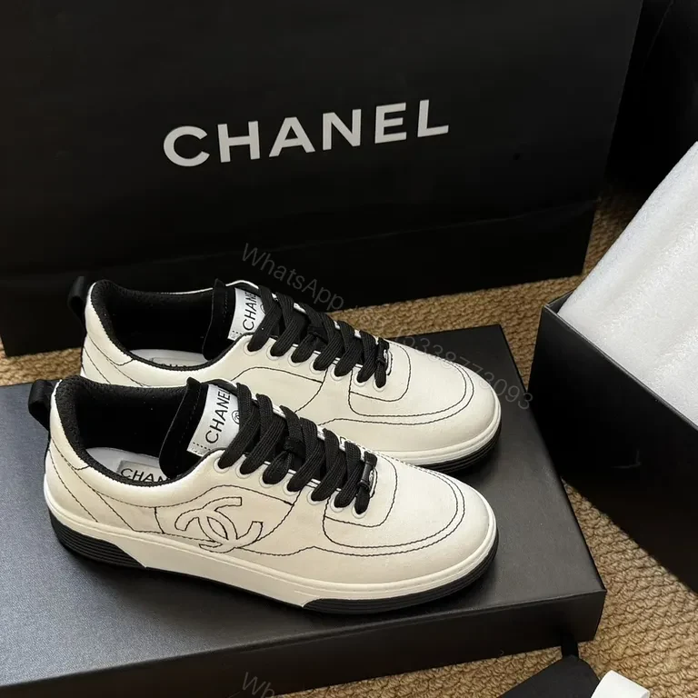 View 9 of Minimalist White Leather Sneakers â€“ Luxe Chanel-Inspired Details