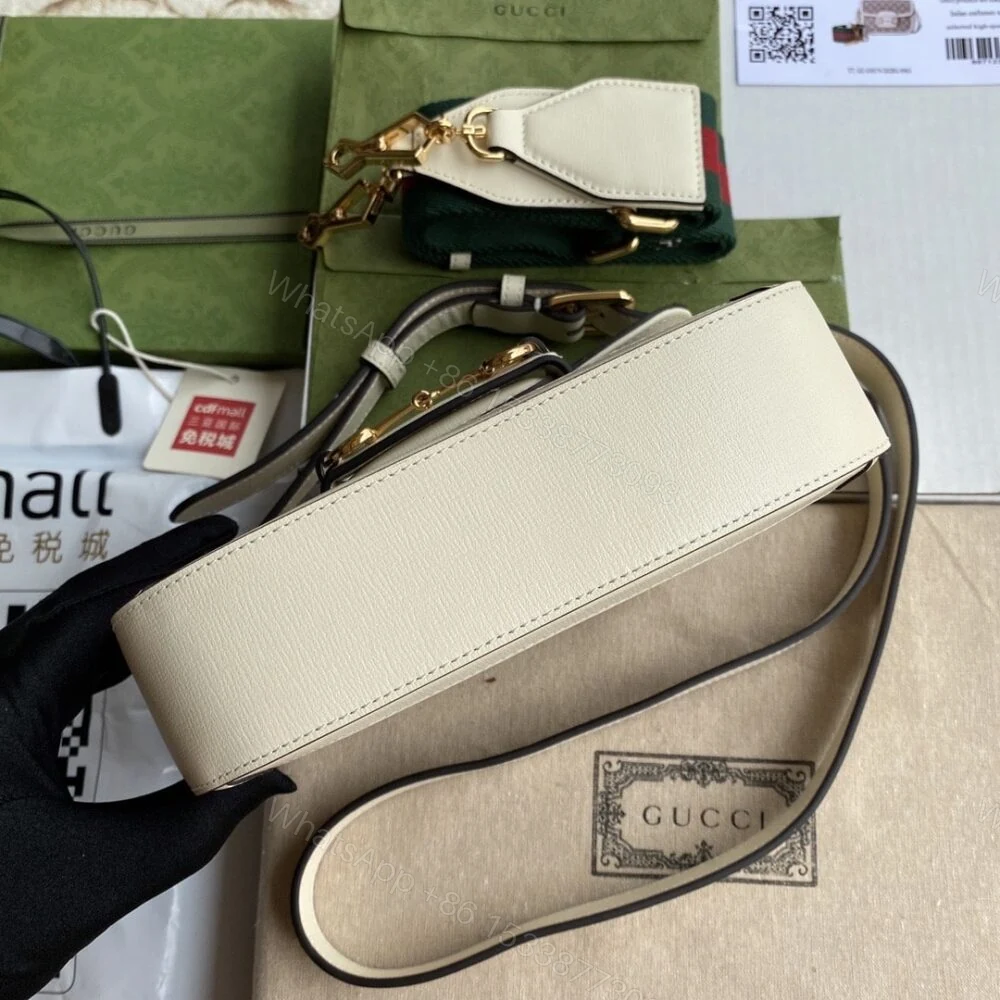 View 5 of Gucci Horsebit 1955 Mini Bag Beige And White 20Cm 658574 HUHHG 9759