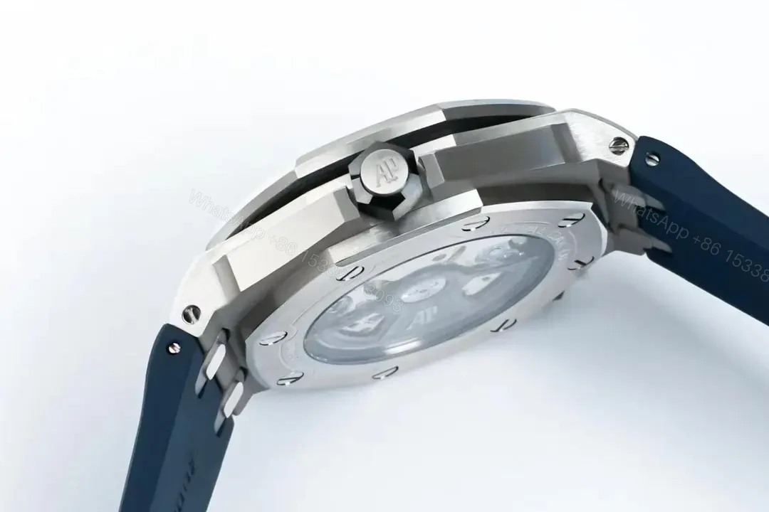 View 5 of OM Factory Audemars Piguet Royal Oak Offshore Diver Watch – Blue Dial, Stainless Steel Case, Rubber Strap