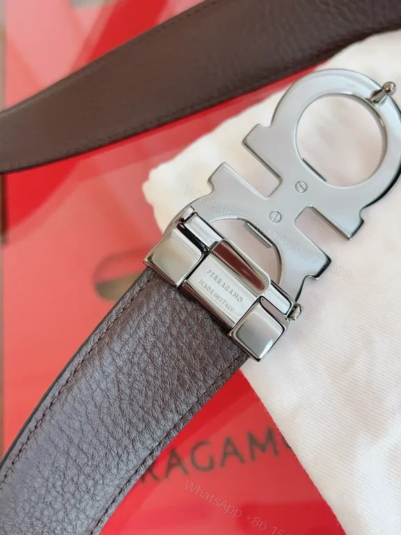 View 9 of Bold Leather Belt with Interlocking Hardware