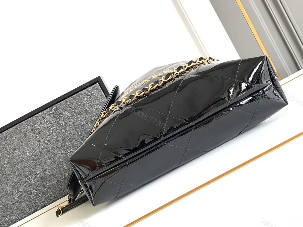 View 8 of Chanel-Inspired Quilted Drawstring Bag Duo + Gold Chains