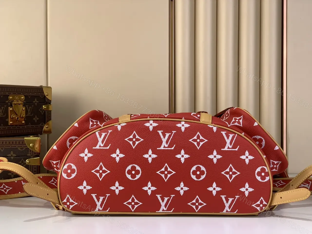 View 6 of Bold Red Monogram Backpack: Modern Everyday Luxury