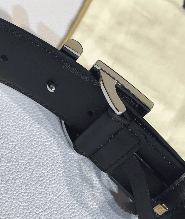 View 3 of FENDI’S BLACK LEATHER BELT WITH FENDI SILOUIS VUITTONER BUCKLE 40MM