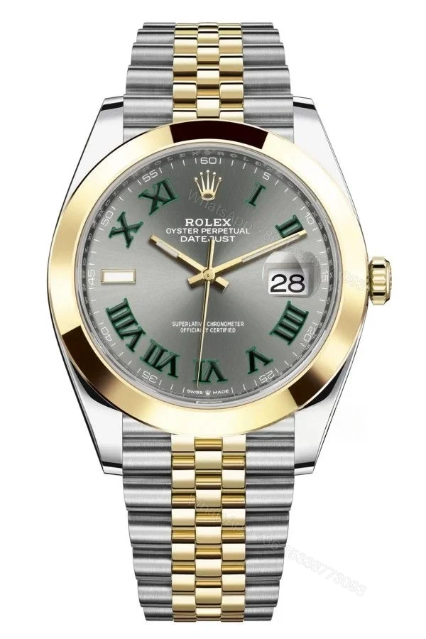 Rolex Datejust M126303-0020 1:1 Replica Oystersteel & Yellow Gold Green Roman Dial Jubilee 41MM 3235 Movement Super Clone Watch — view 1