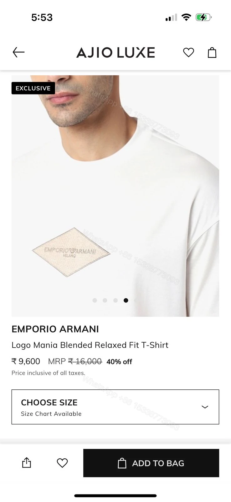 View 7 of FIRST COPY ARMANI EXCLUSIVE LUXURY STYLE SUMMER COTTON T-SHIRT