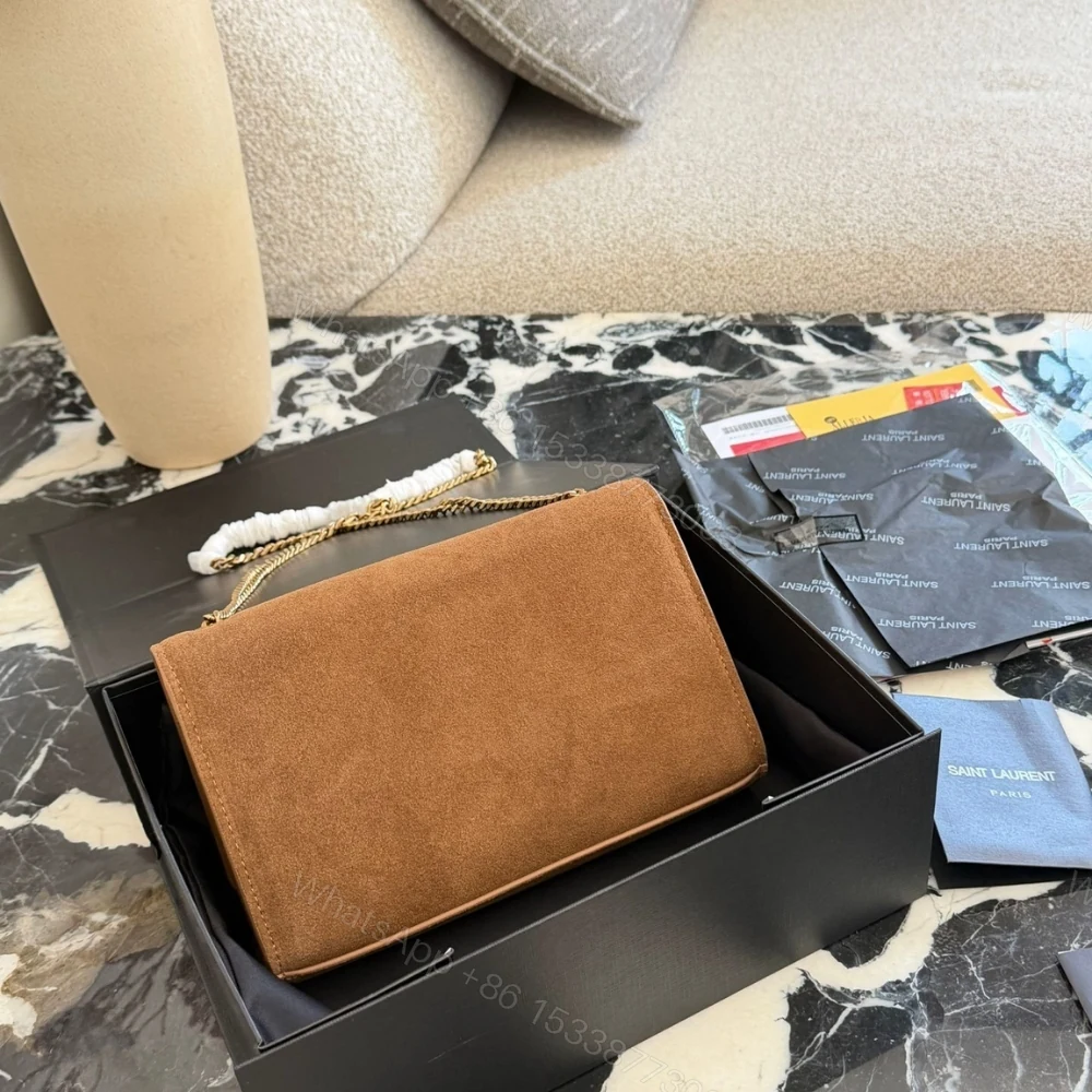 View 6 of Saint Laurent Kate Medium Tassel Crossbody Bag In Brown Suede With Gold Tone 22Cm