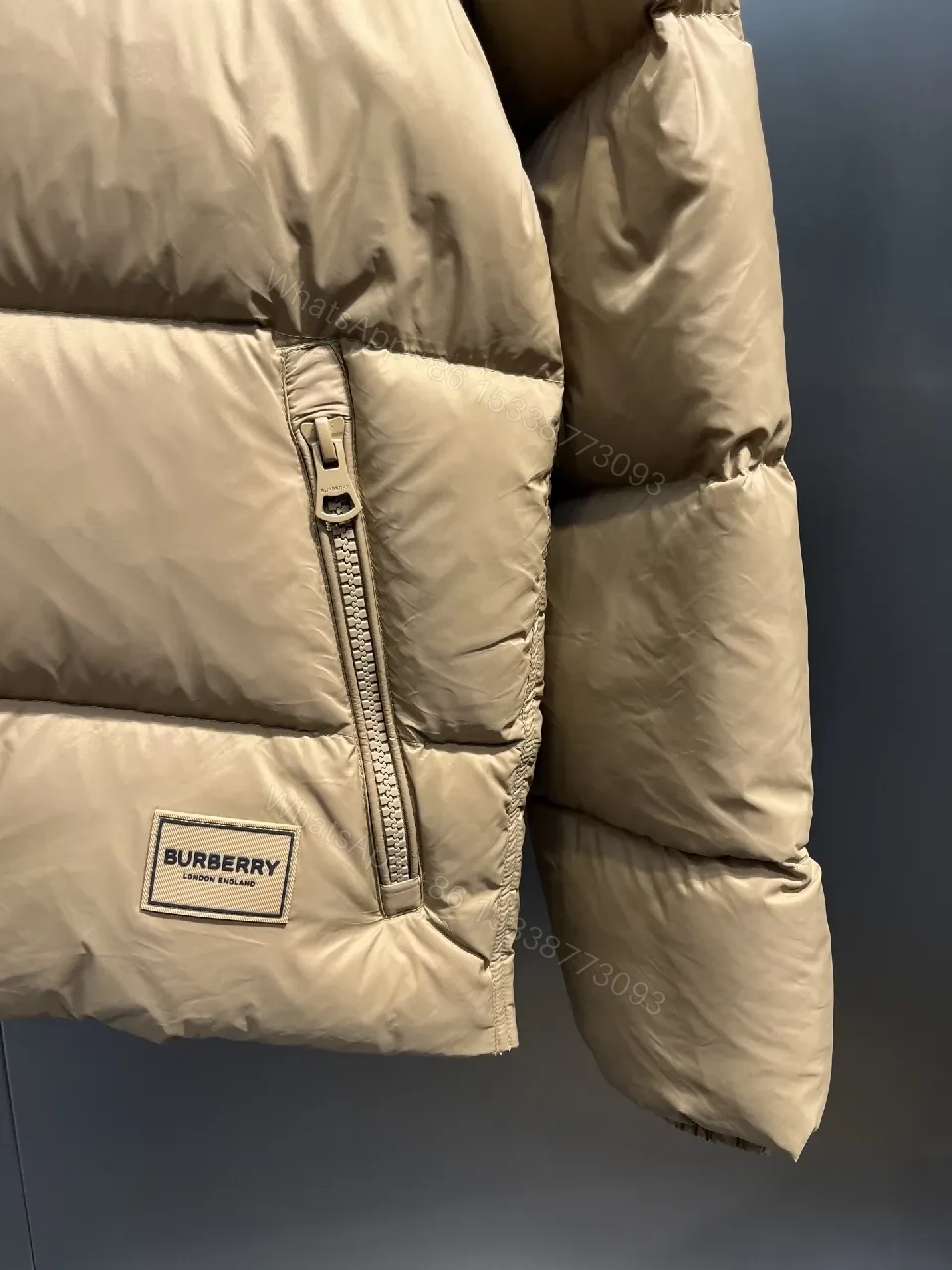View 11 of Camel Quilted Puffer Jacket: Insulated, Plaid-Lined Luxury Coat