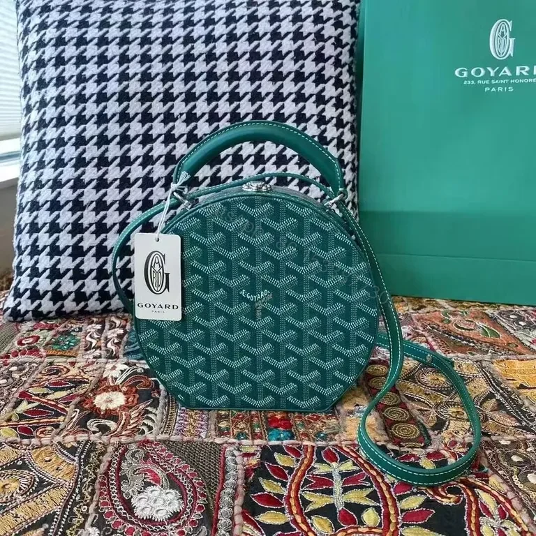 Teal Goyardine Round Crossbody: Chic, All-Day Versatility — view 1
