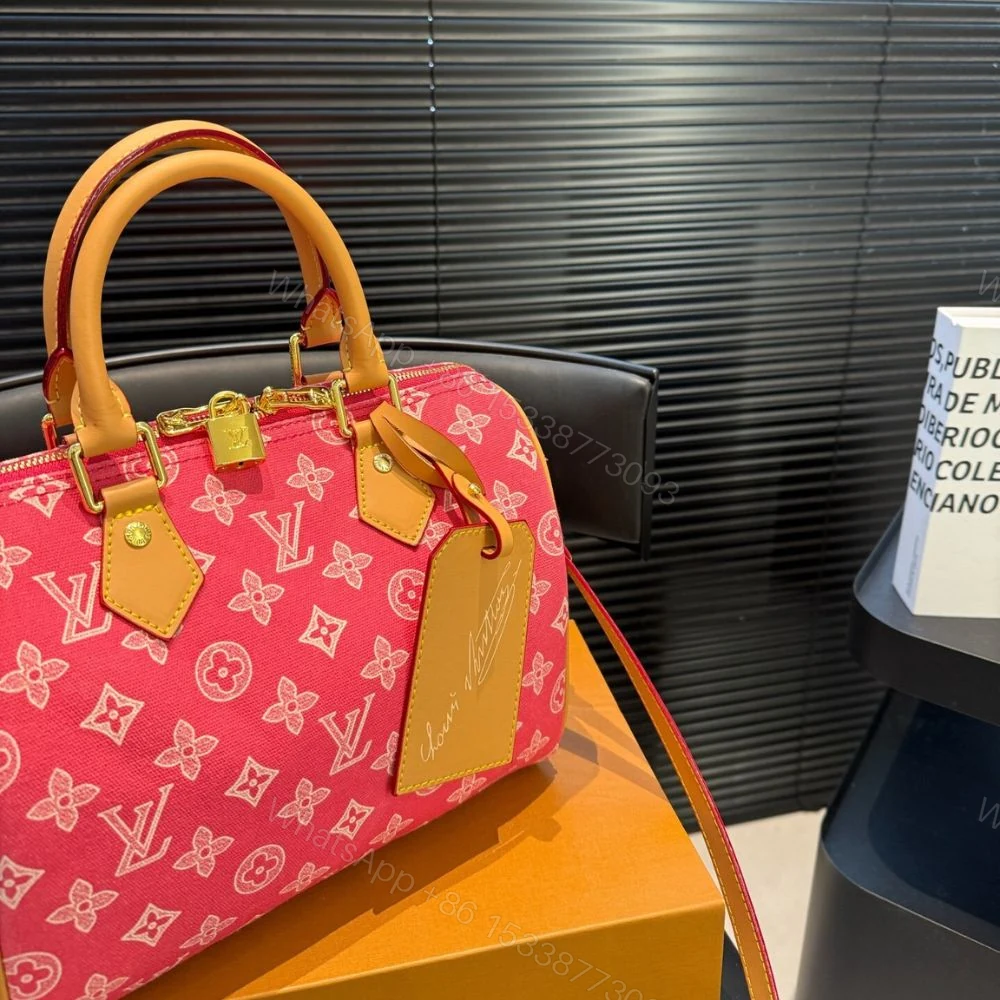View 3 of Louis Vuitton Speedy Bandouliére 25 Monogram Origine Rose Ribbon Pink 25Cm M27528
