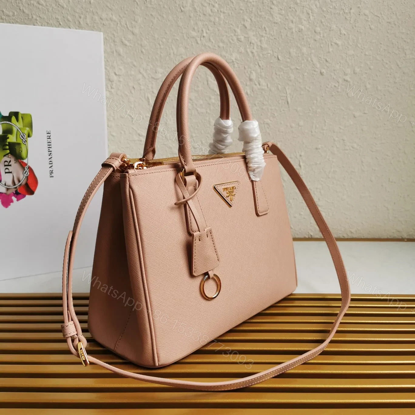 View 2 of MEDIUM GALLERIA 28 BEIGE SAFFIANO LEATHER
