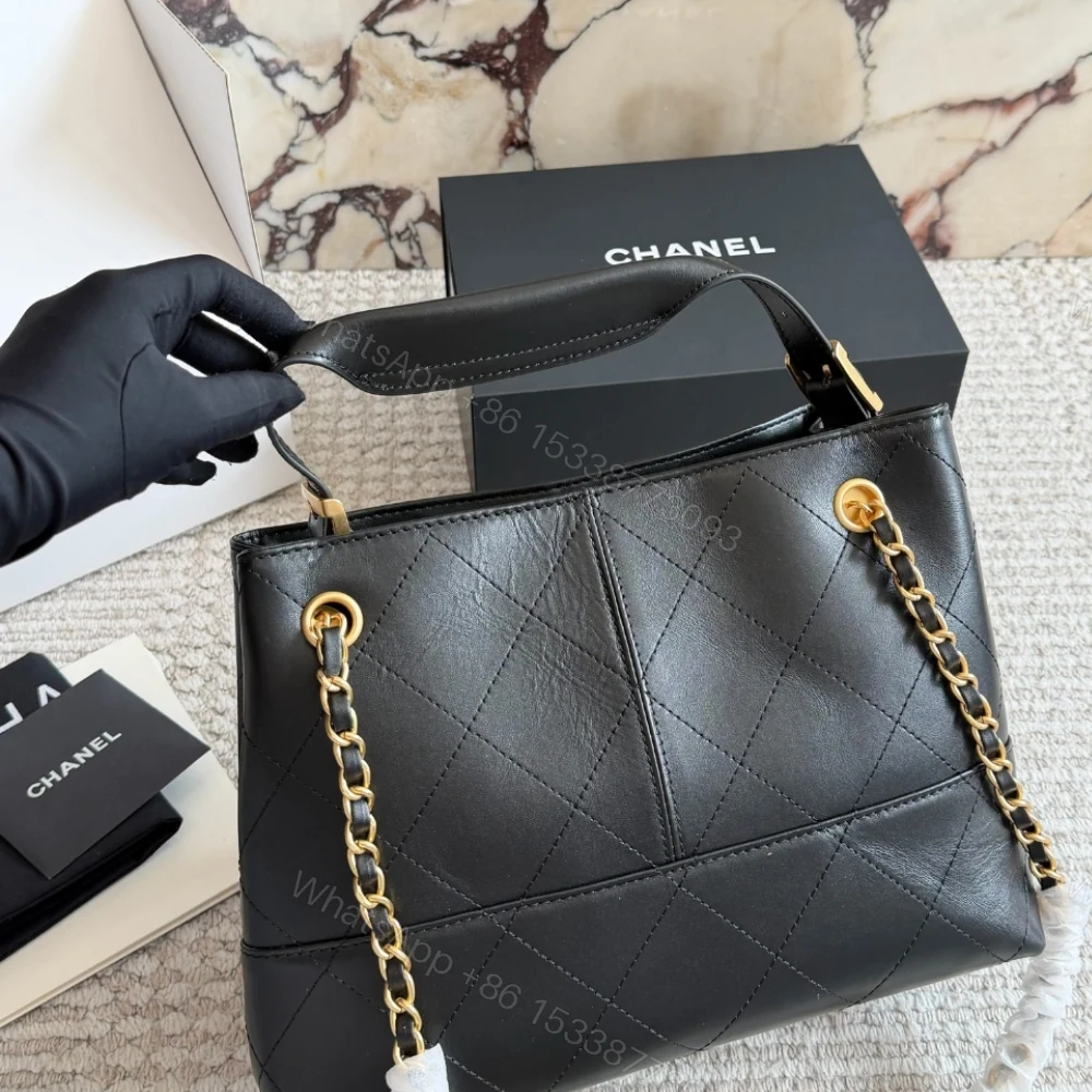View 4 of Chanel 25A Hobo Bag Gold Tone Hardware Black 28Cm