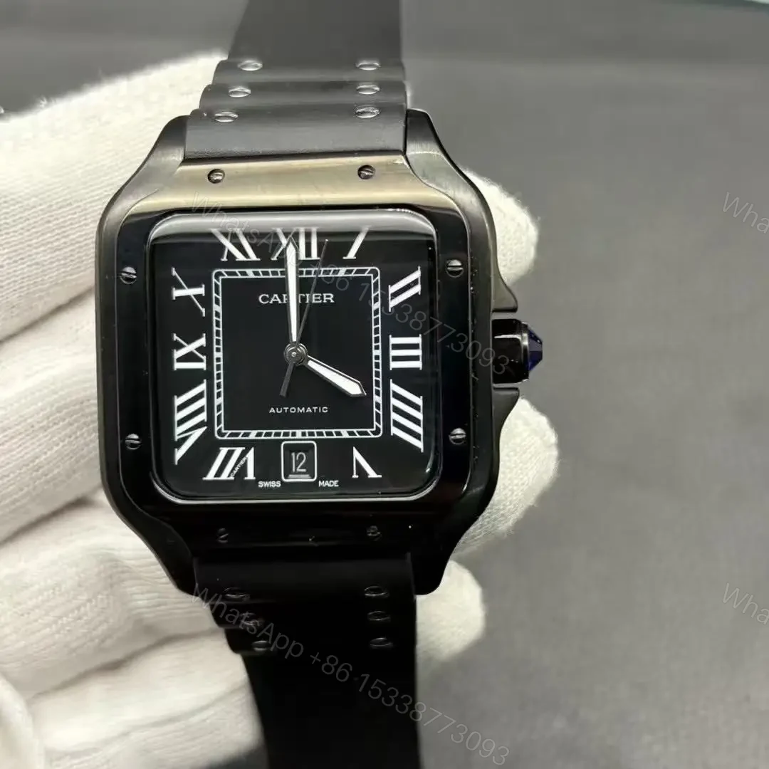 View 8 of Cartier Santos Full Black Replica De Cartier Watch