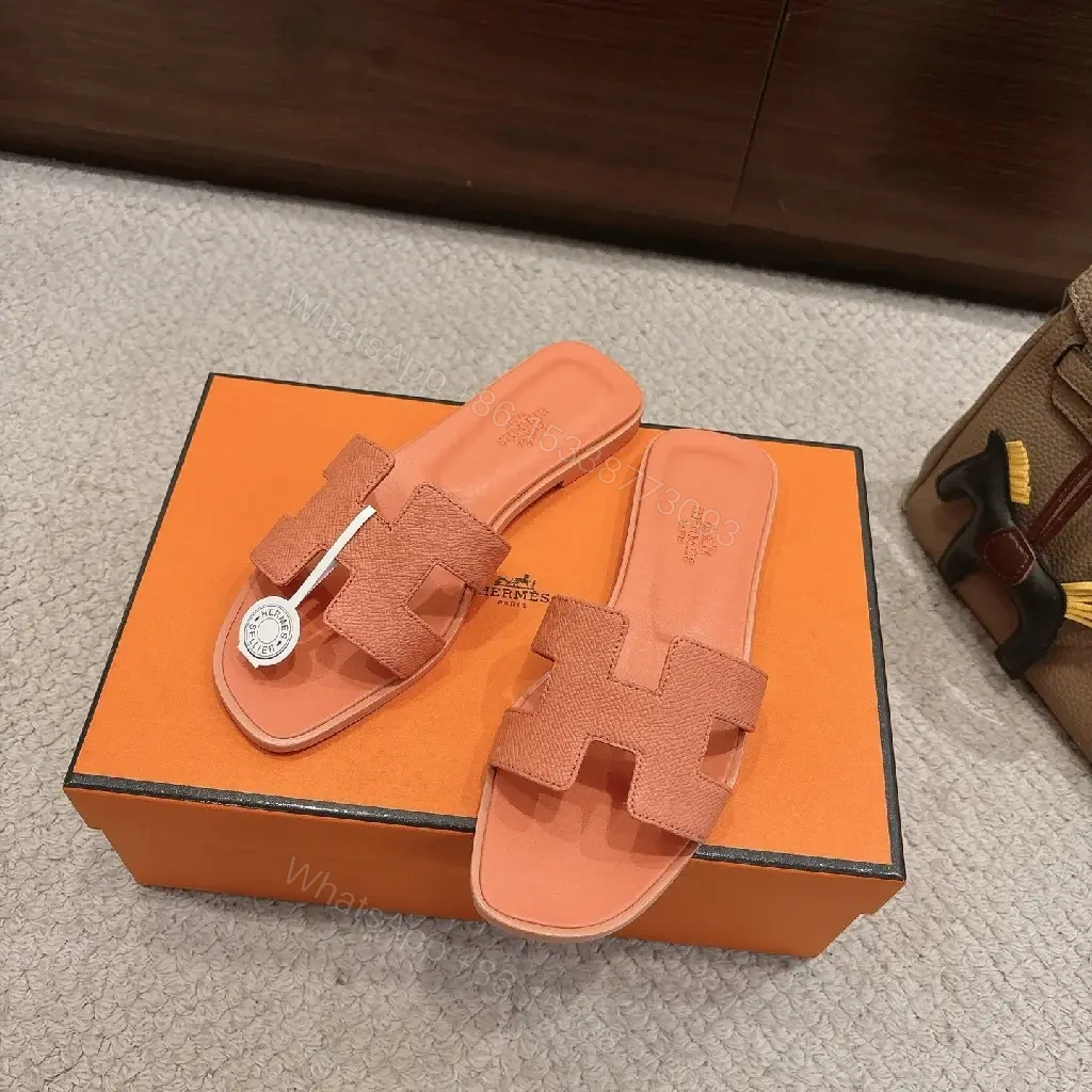 View 9 of Soft Pink Leather Slide with H-Buckle Signature Comfort