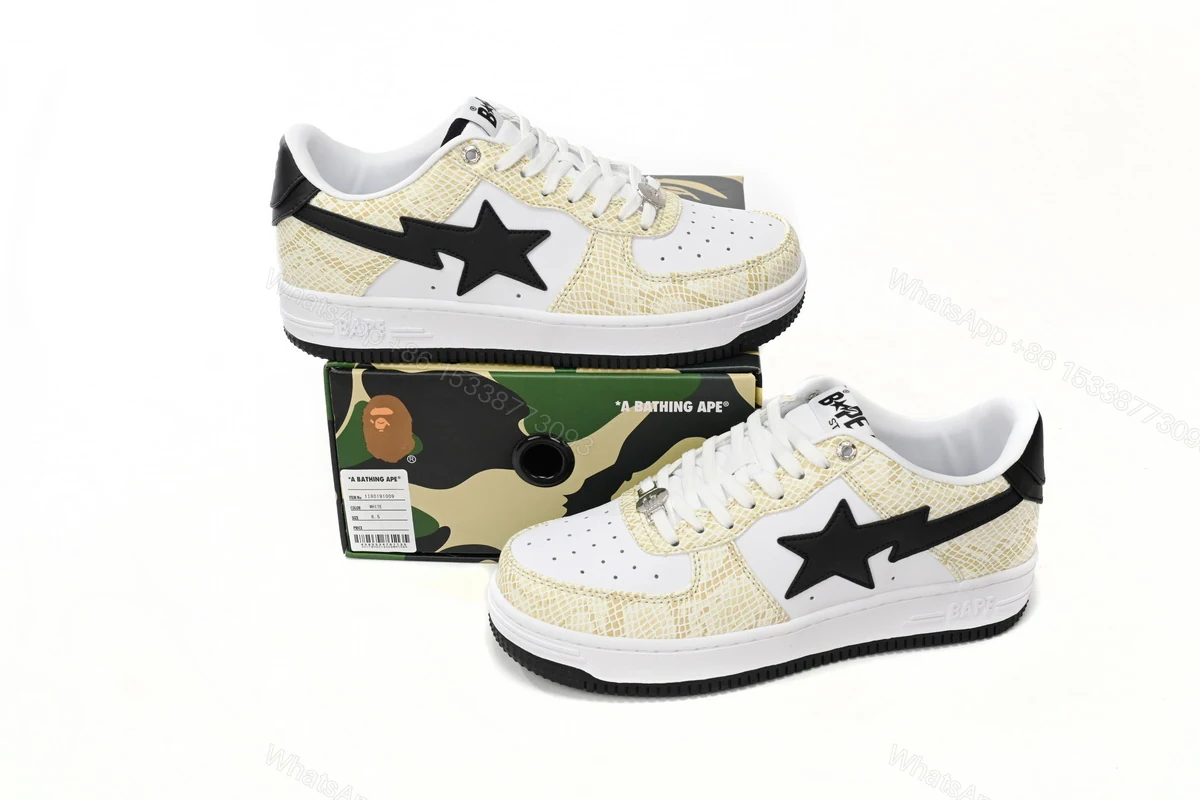 View 2 of A Bathing Ape Bape Sta Low White Snake Skin Pattern 1I80 191 009