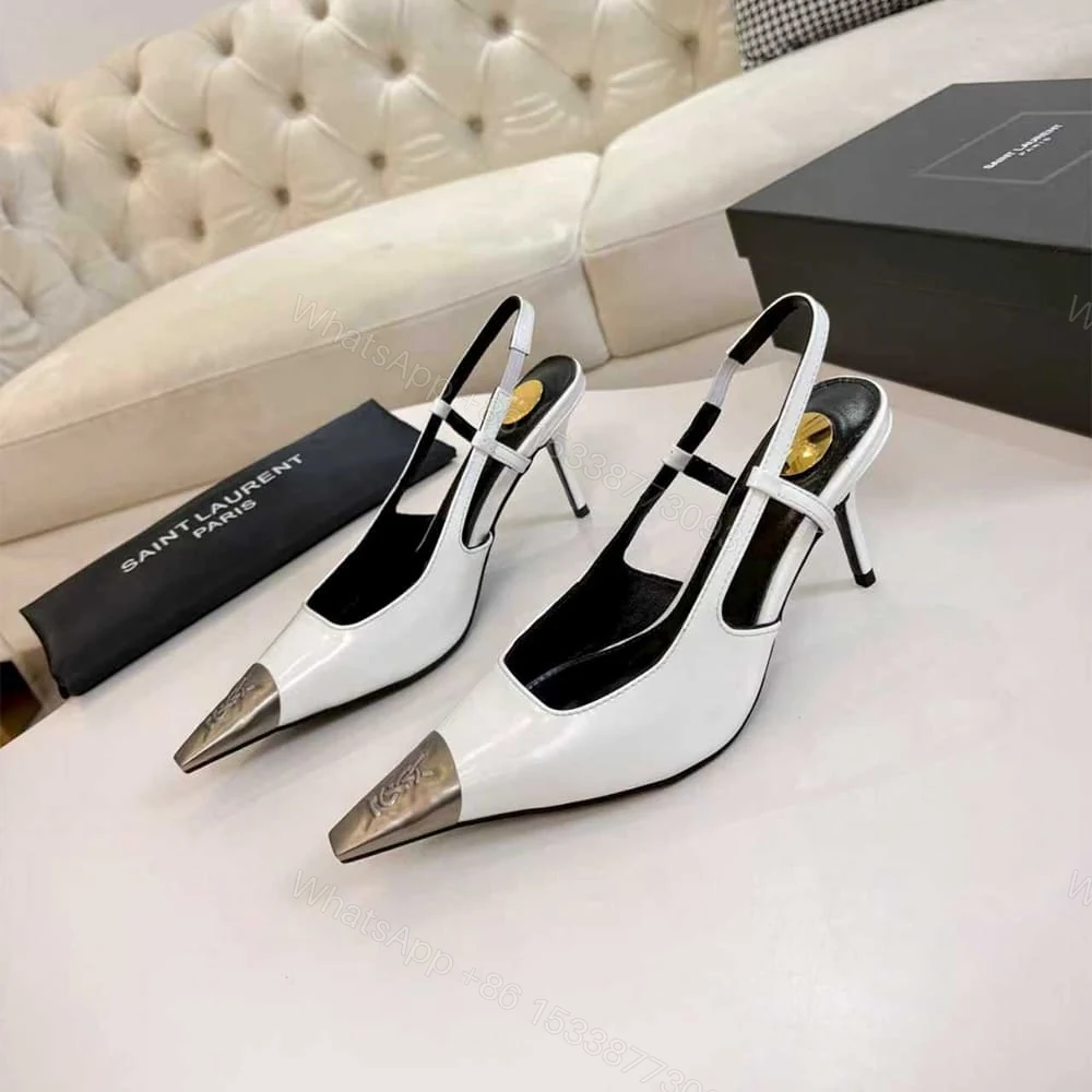 View 3 of YSL JEANNE slingback pumps in glazed leather