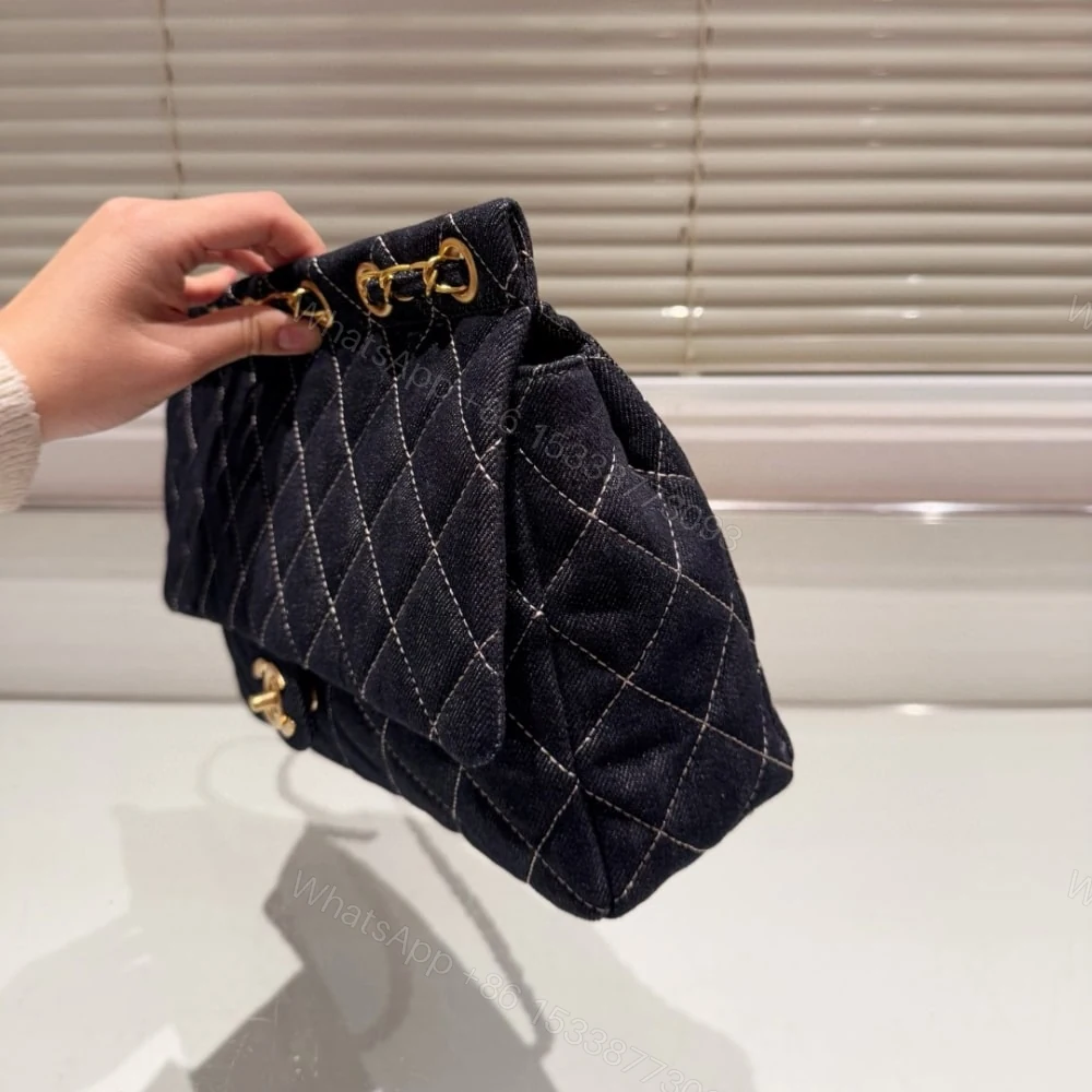 View 5 of Chanel Classic Flap Bag In Denim Dark Blue 30Cm