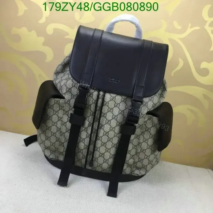View 7 of Gucci GG Supreme Black Canvas & Leather Backpack GGB0808905 1:1