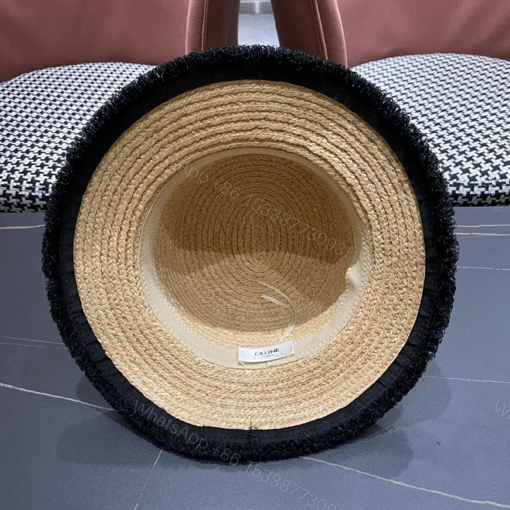 View 5 of Natural Straw Hat - Handwoven, Fringe Trim, Coastal Luxe