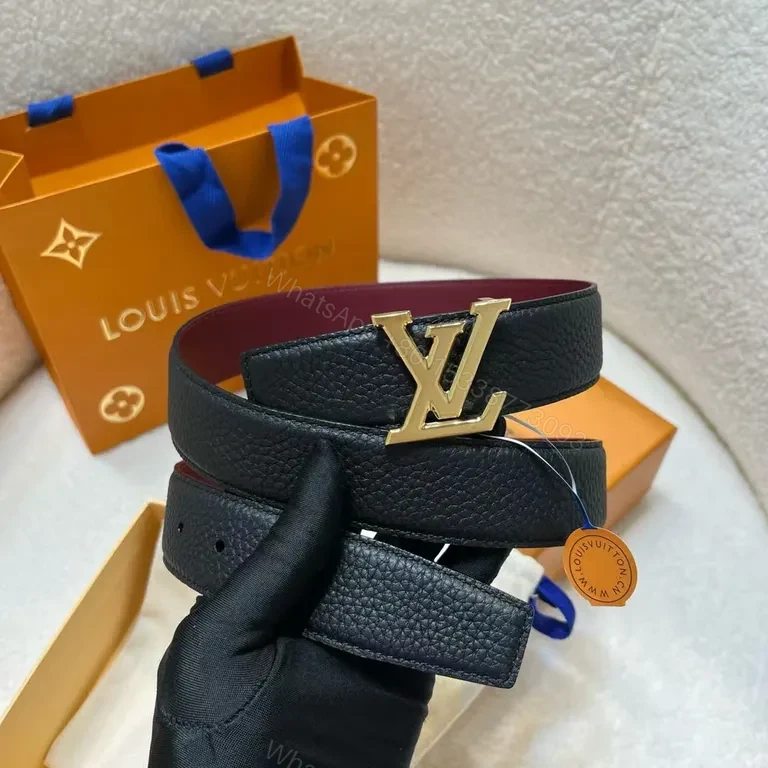 Lux LV Leather Belt – Pebbled Black, Gold Buckle, All-Day Comfort — view 1