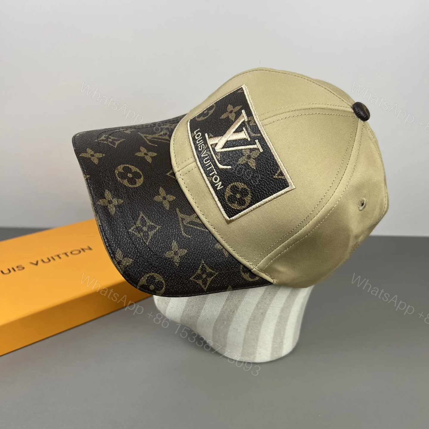 LV一比一卡其色Monogram拼接精品棒球帽 — view 1