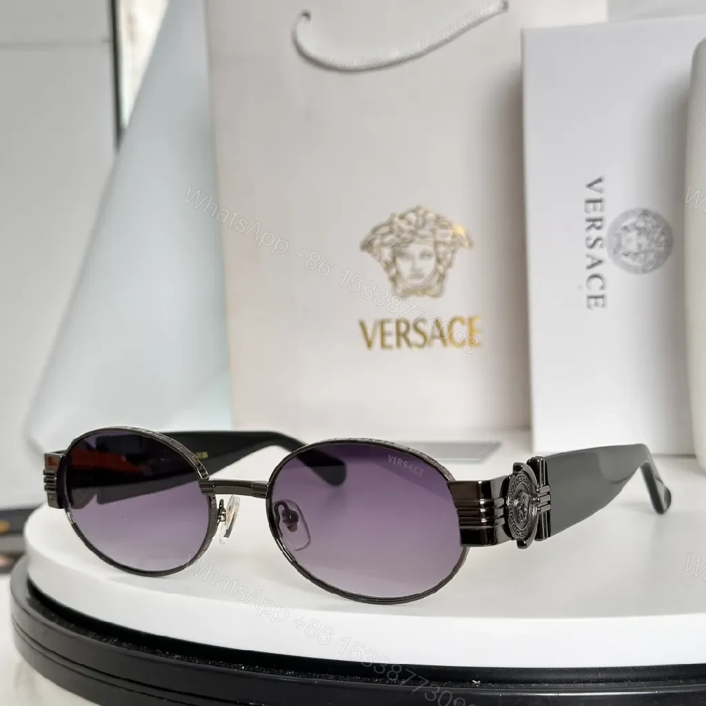 View 9 of Rose-Gold Round Sunglasses with Embellished Intrecciato Frames