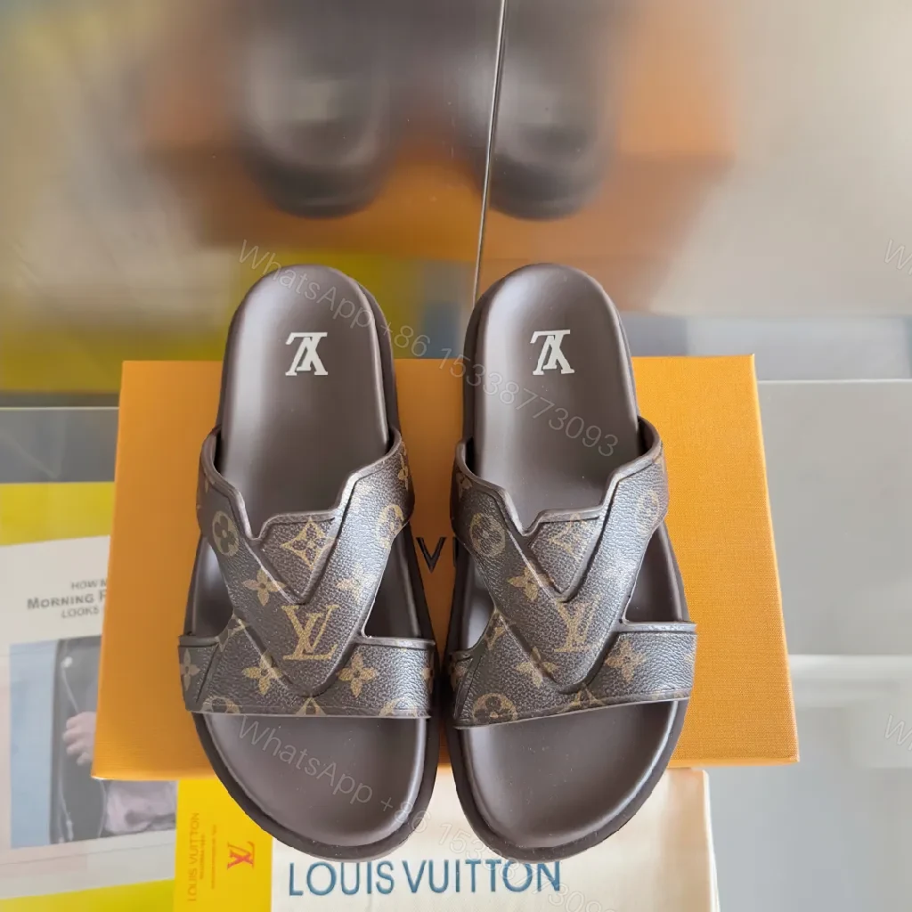 View 9 of Brown Monogram Sandals: Signature Straps, All-Day Comfort