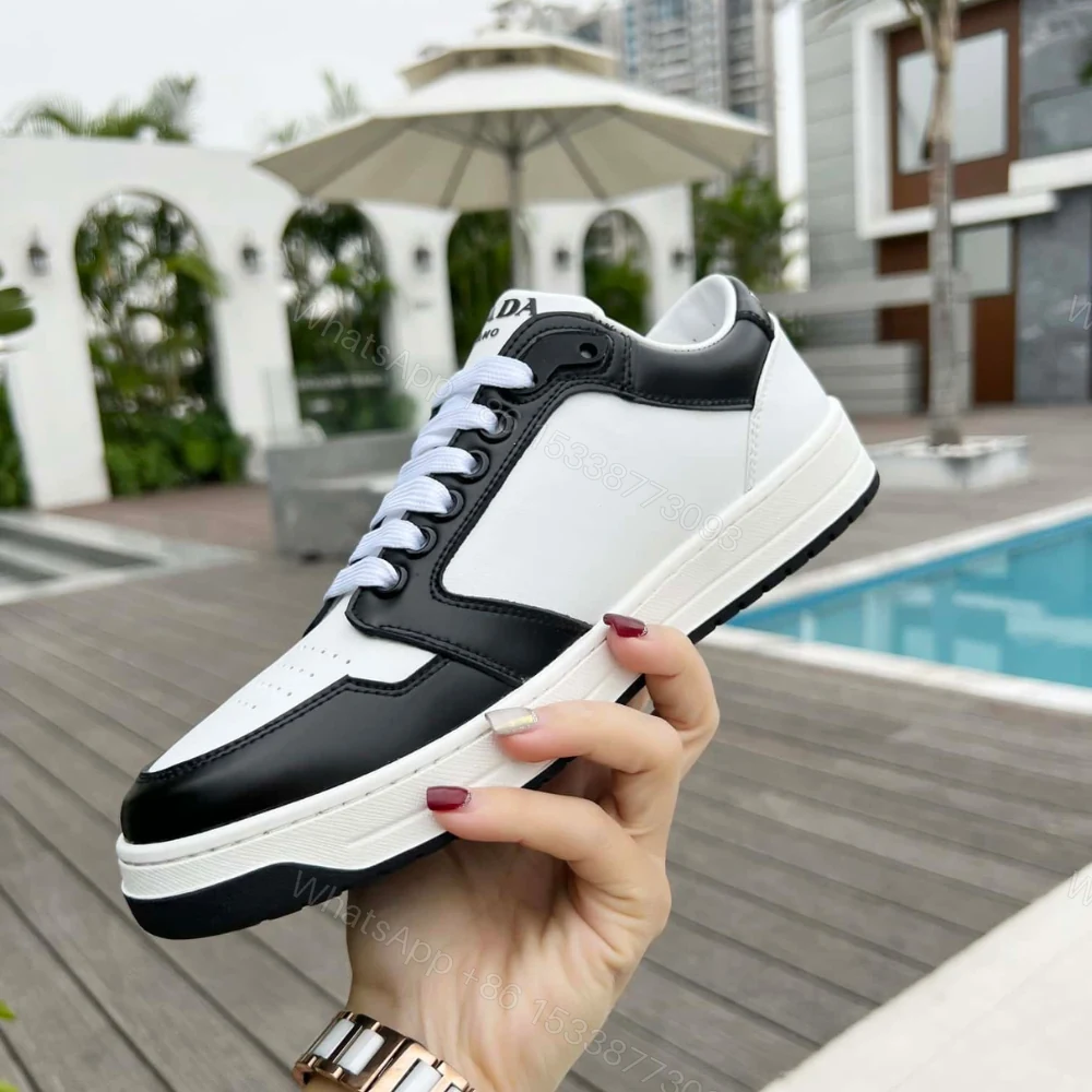 View 5 of Prada District Leather Sneaker Black White 1E790M 3LJ6 F0964 F 030