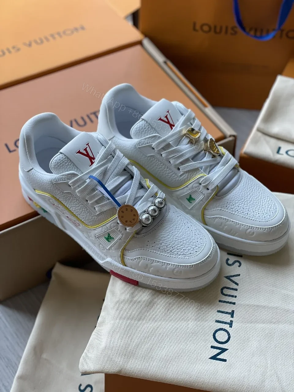White Textured Leather Sneakers Luxury Accents - Modern City Style — view 1