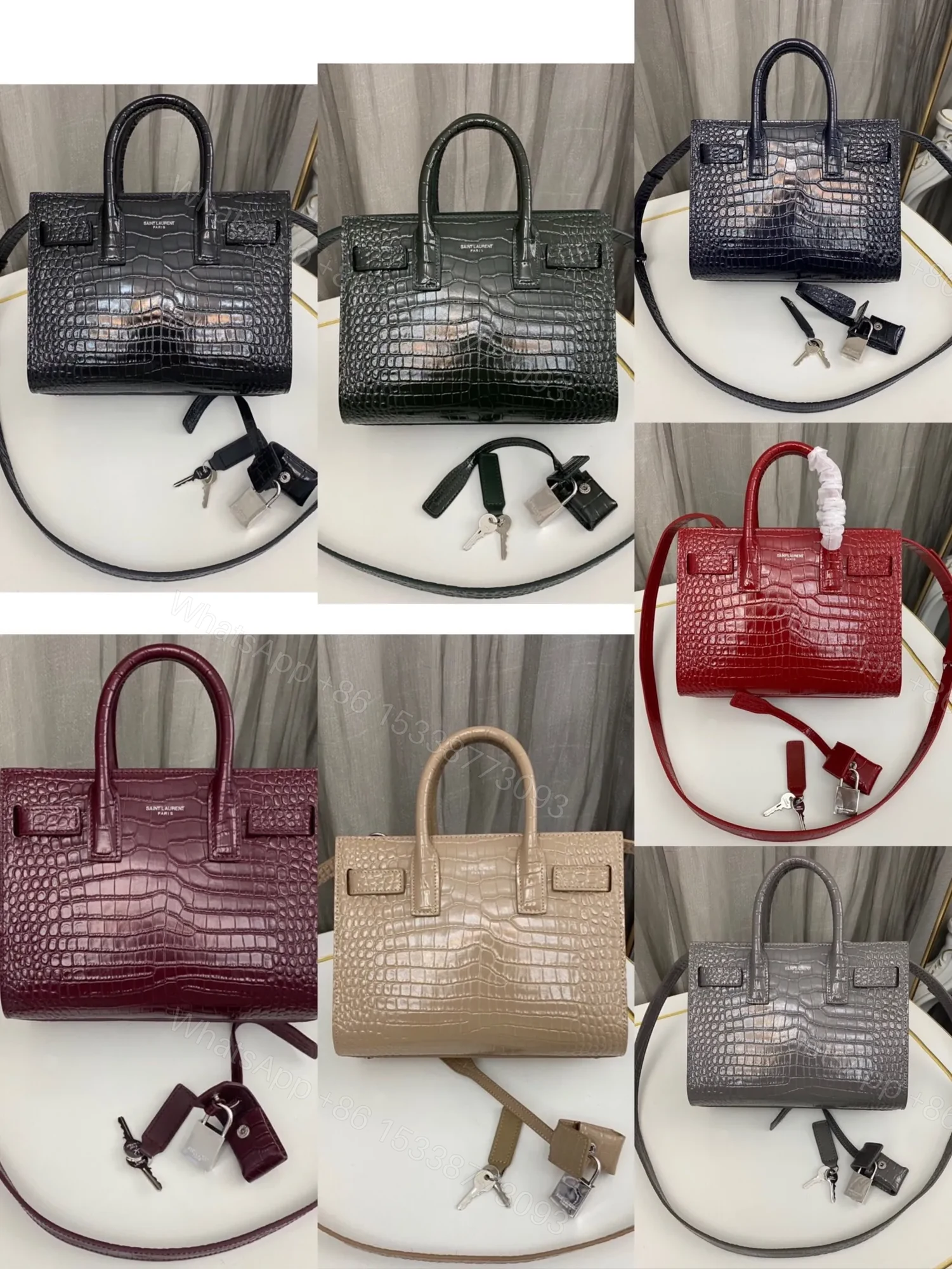 View 6 of Saint Laurent Paris Saint Laurent Red Croc Embossed Leather Nano Classic Sac De Jour Tote