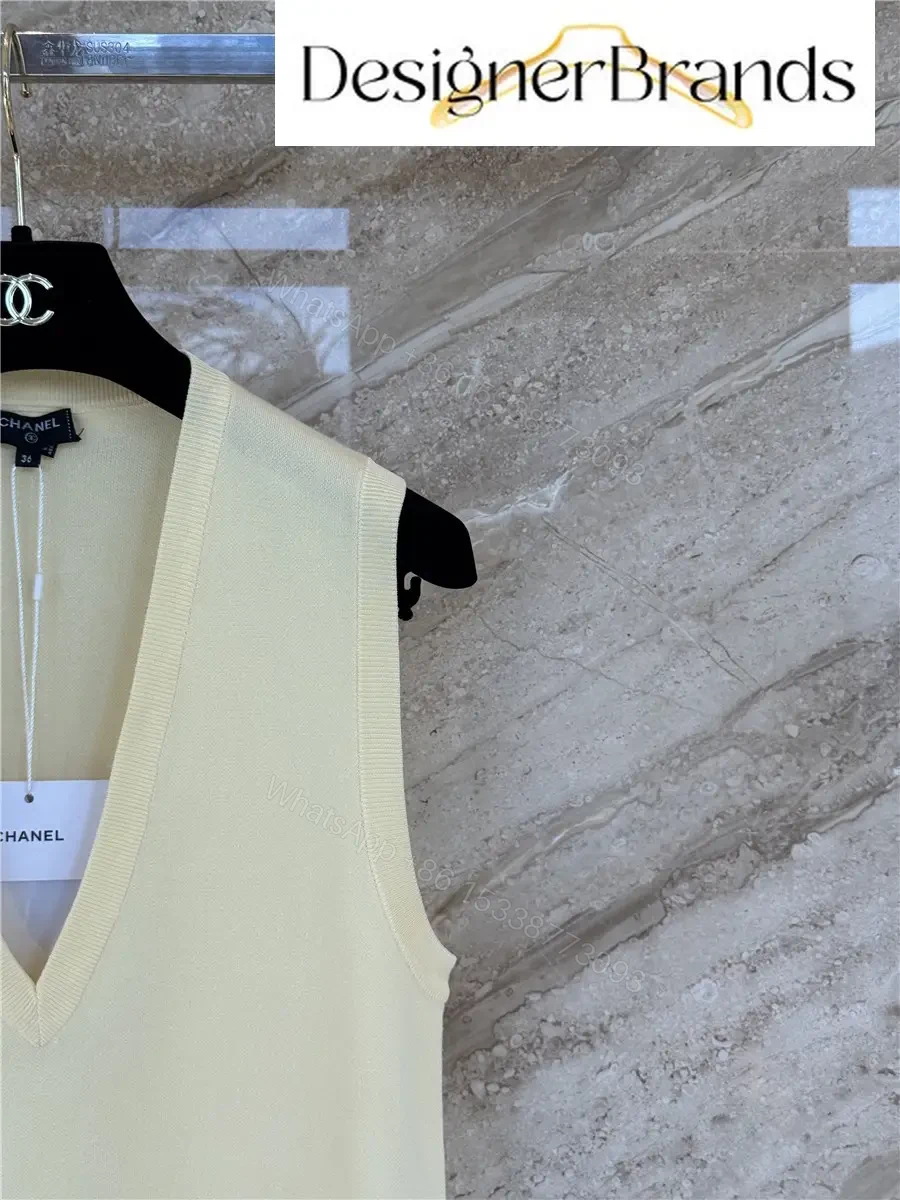 View 4 of Beige Wool Blend Vest V-Neck Modern Chanel Style Shirt