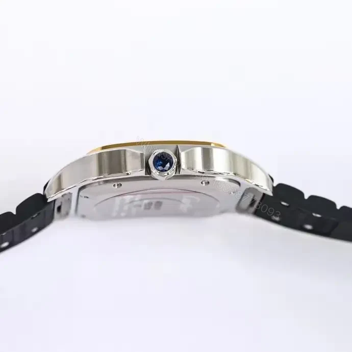 View 7 of Cartier super clone Santos Two-Tone White Dial Black Rubber Strap 40MM Premium WSSA0006